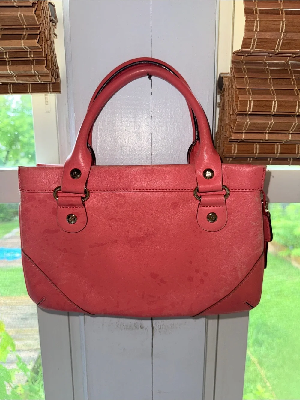 Kate Spade Wellesley Quinn Leather Triple Compartment Satchel Bag Coral Pink